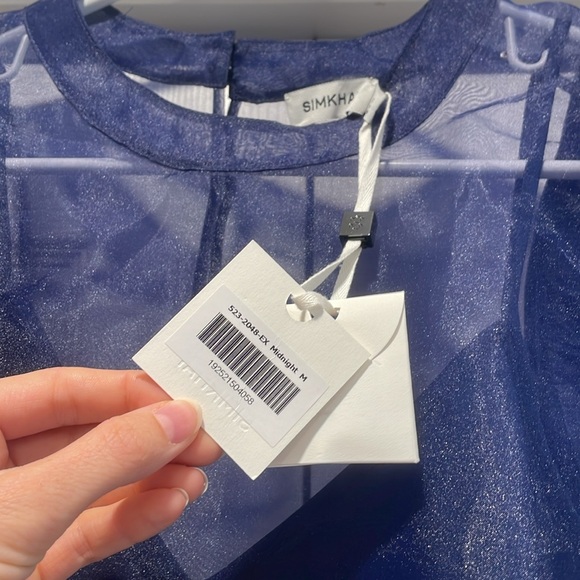 Navy Jonathan Simkhai Corina Organza Ruffle Top [M, NWT] - Picture 9 of 13